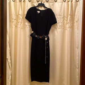 Woman’s Black ‘Jones New York’ Dress, Size 12P with silver belt & buttons